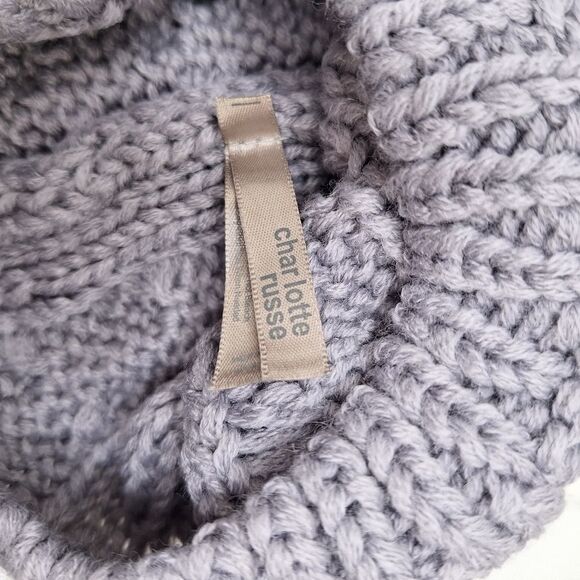 Charlotte Russe soft gray spike studded beanie hat knitted slouchy cap - Picture 5 of 8